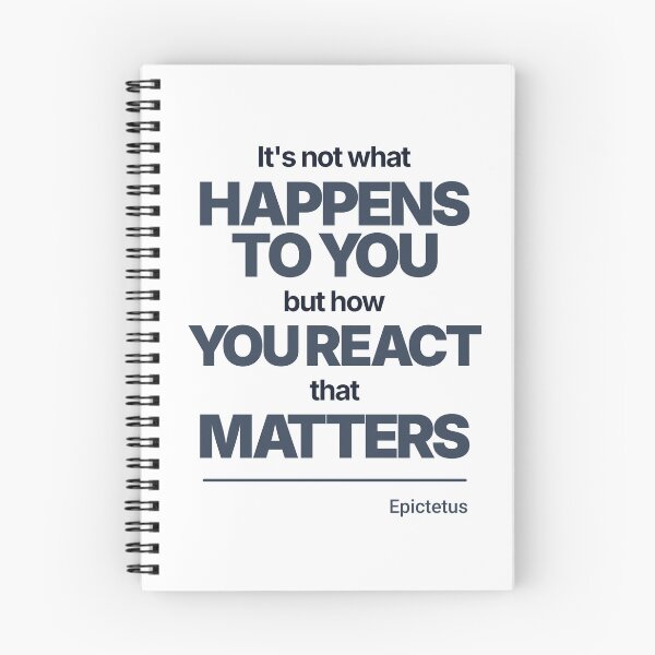 Item preview, It's Not What Happens to You But How You React That Matters - Epictetus - Minimalist Style Stoic Quote - Dark Version designed and sold by Stoic Core.