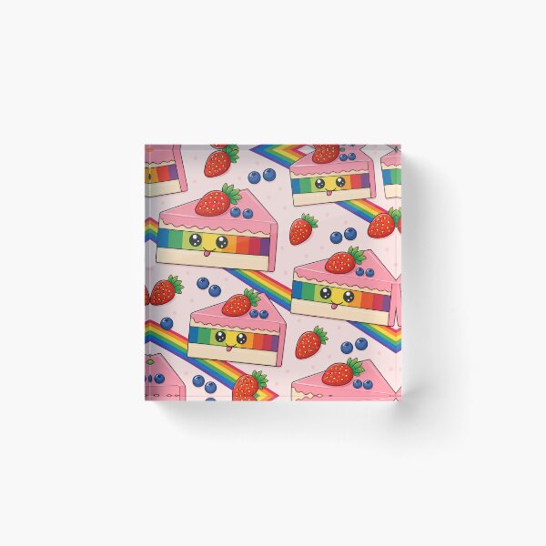 Item preview, Cute Kawaii Rainbow Layer Cake Pattern Illustration designed and sold by Suha Design Studio.