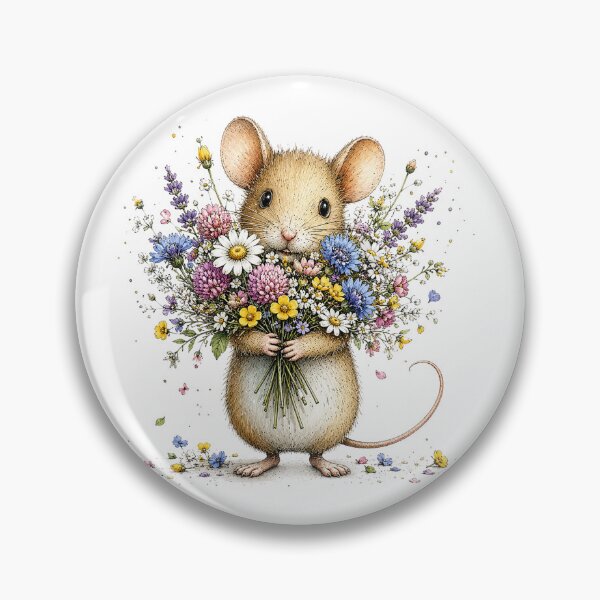 Item preview, Cute Mouse with Flower Bouquet designed and sold by PetalGarden.