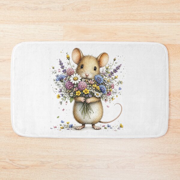 Item preview, Cute Mouse with Flower Bouquet designed and sold by PetalGarden.