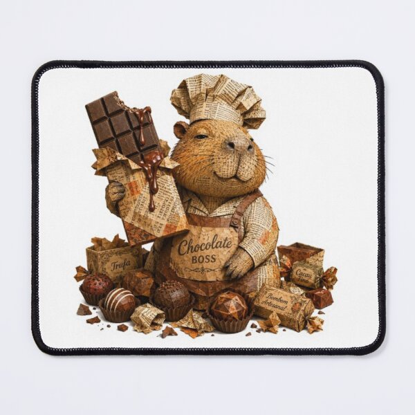 Item preview, Newspaper Capybara Chocolate Chef With Treats designed and sold by Snurly.