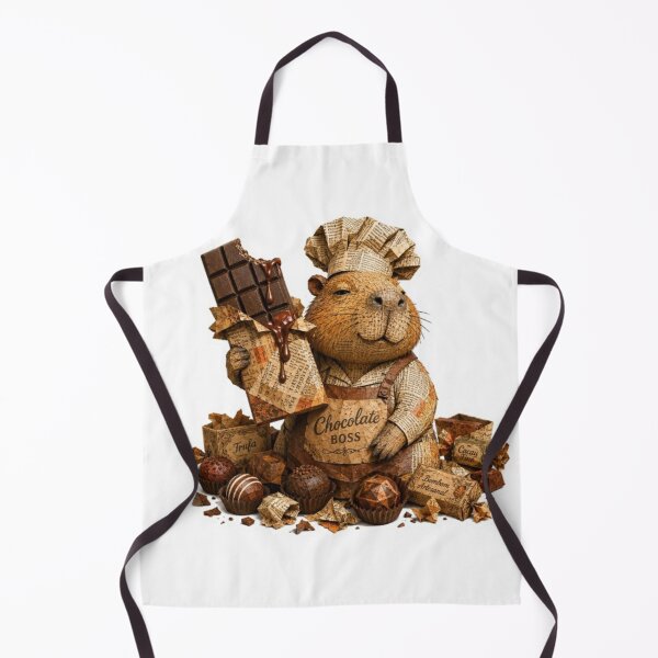 Item preview, Newspaper Capybara Chocolate Chef With Treats designed and sold by Snurly.