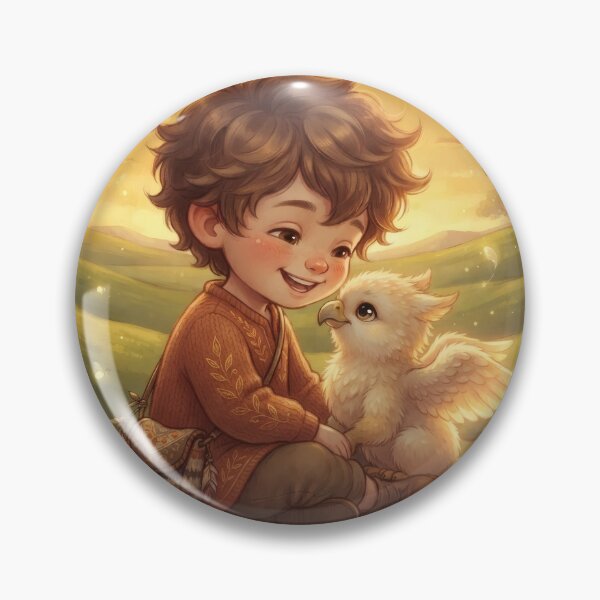 Item preview, Little Boy Hugging Baby Griffin Fantasy Art designed and sold by Azurart2.