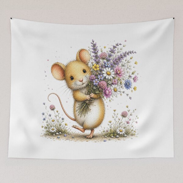 Item preview, Cute Mouse and Wildflowers designed and sold by PetalGarden.