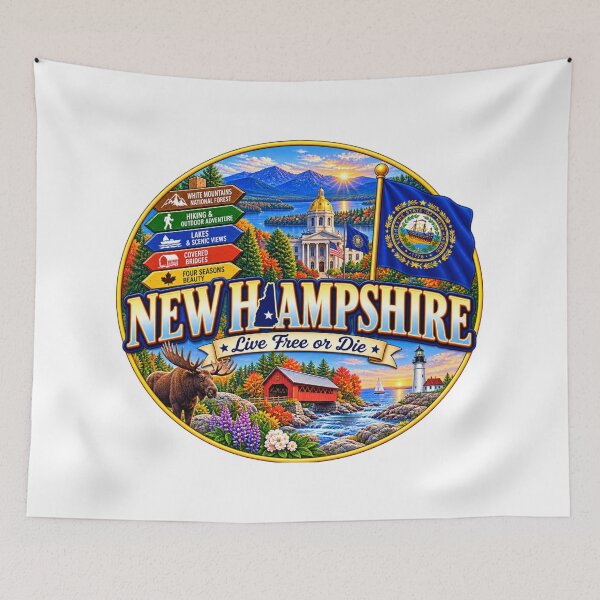 Item preview, New Hampshire Live Free or Die Travel Doodle designed and sold by Awarrie.