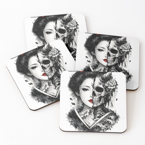 Item preview, Skull Geisha Kintsugi - Japanese Gothic Tattoo Art designed and sold by MouradStudio.