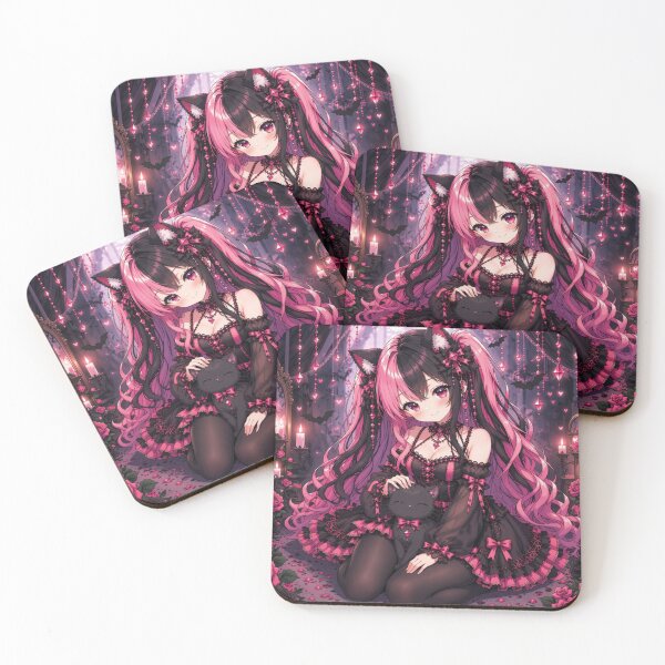 Item preview, Gothic Neko Girl & Black Cat – Cute Dark Anime designed and sold by Revyra Design .