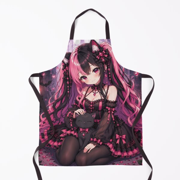 Item preview, Gothic Neko Girl & Black Cat – Cute Dark Anime designed and sold by Revyra Design .