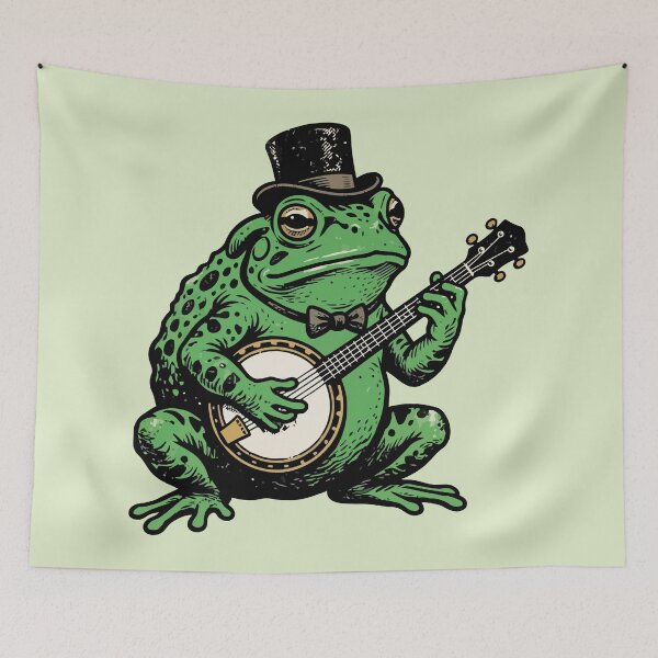 Item preview, Vintage Frog Playing Banjo Top Hat Bluegrass designed and sold by Amir Faysal.