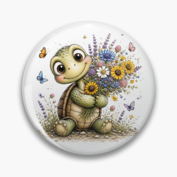 Item preview, Cute Turtle with Flowers and Butterflies designed and sold by PetalGarden.