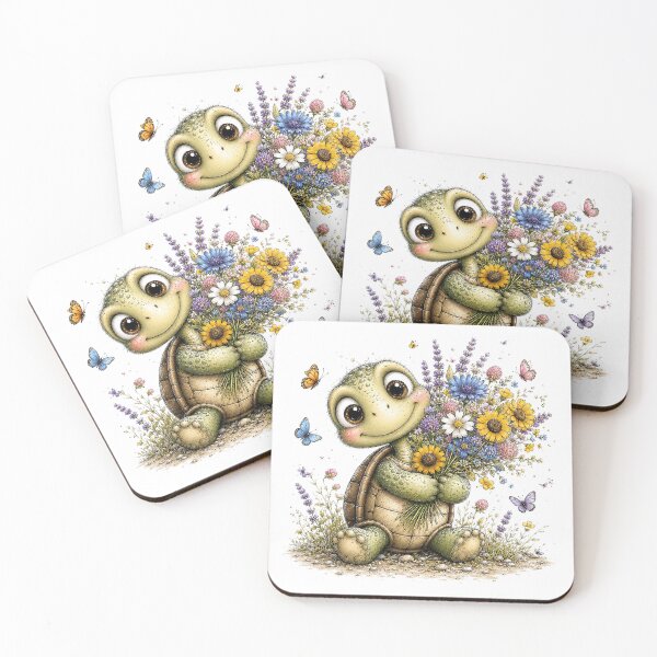 Item preview, Cute Turtle with Flowers and Butterflies designed and sold by PetalGarden.