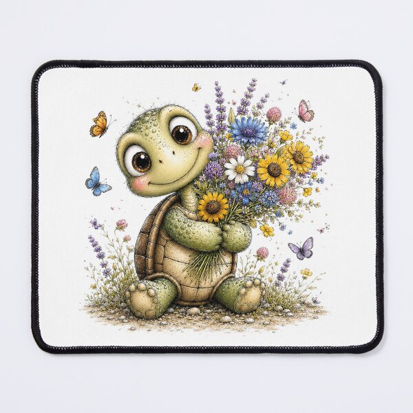 Item preview, Cute Turtle with Flowers and Butterflies designed and sold by PetalGarden.