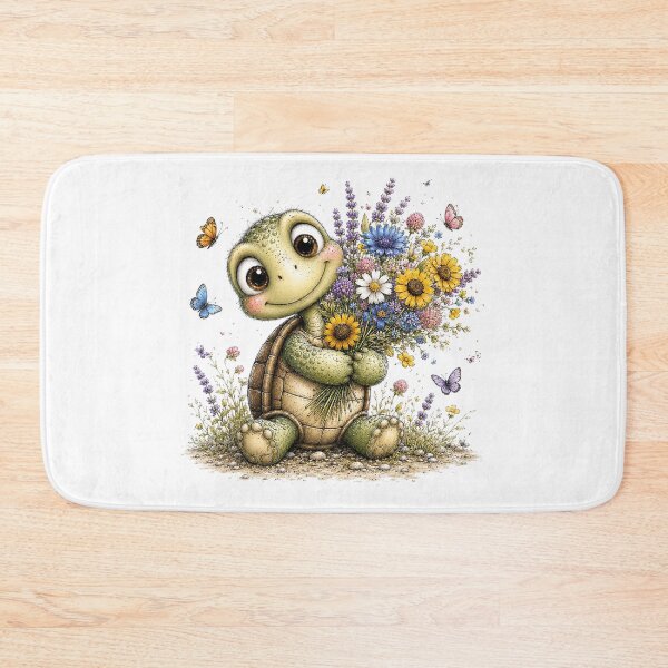 Item preview, Cute Turtle with Flowers and Butterflies designed and sold by PetalGarden.