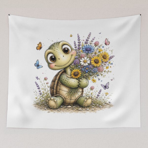 Item preview, Cute Turtle with Flowers and Butterflies designed and sold by PetalGarden.