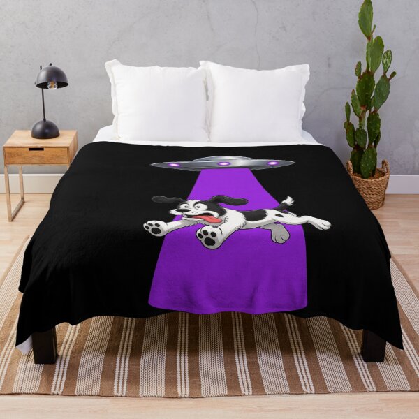 Item preview, Dog Abducted By Purple UFO Beam Funny Design designed and sold by BoyleDesignShop.