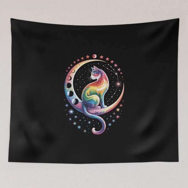 Item preview, Rainbow Cosmic Cat Moon designed and sold by jkrphoto.