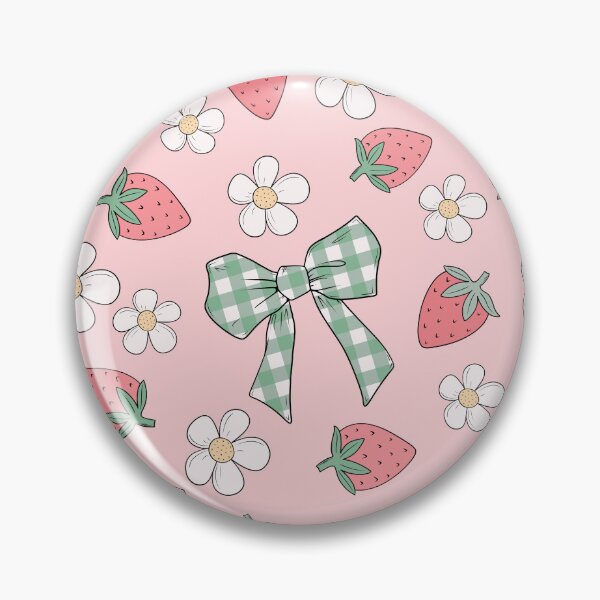 Item preview, Floral Strawberry Gingham Bow designed and sold by CreativeDraws42.