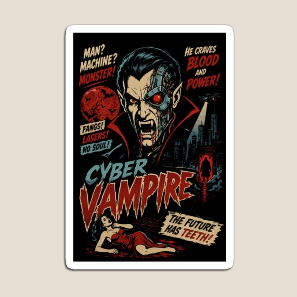 Item preview, Cyber Vampire - Retro Sci-Fi Horror B Movie Poster designed and sold by TontikDesign.