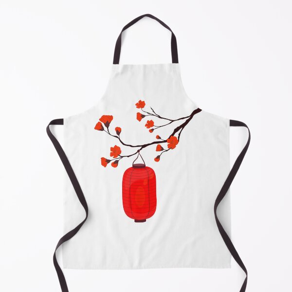 Item preview, Red Chinese Lantern Hanging from Plum Blossom Tree – Traditional Chinese Botanical Art designed and sold by EmeraldeaArt.