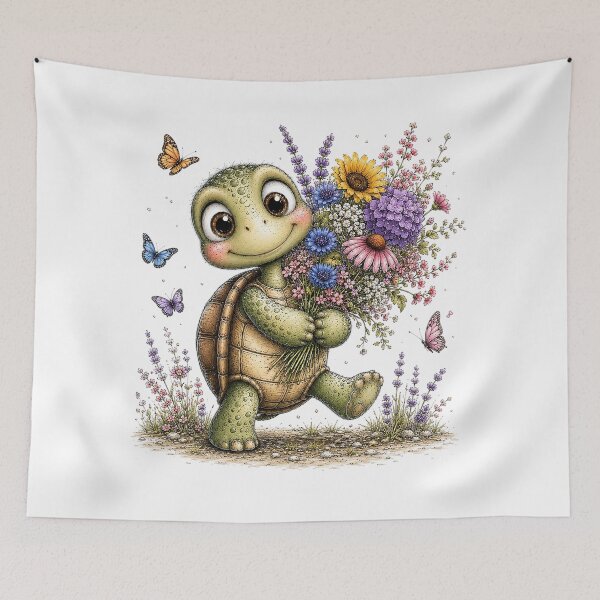 Item preview, Floral Turtle with Wildflowers designed and sold by PetalGarden.