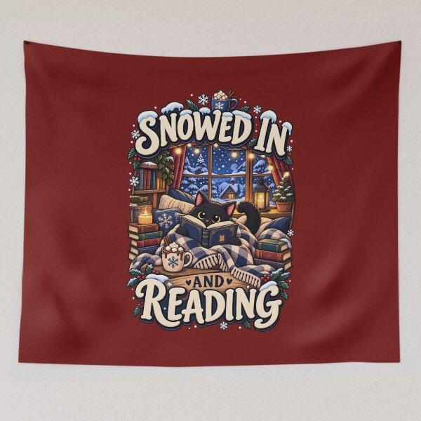 Item preview, Snowed In And Reading Cozy Winter Black Cat Book Lover Design designed and sold by CreativeLook25.