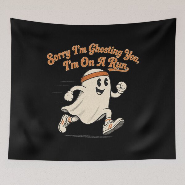 Item preview, Sorry I'm Ghosting You I'm On A Run Shirt, Vintage Retro Ghost Runner Tee, Funny Halloween Fitness Graphic designed and sold by TshirtsLabs.