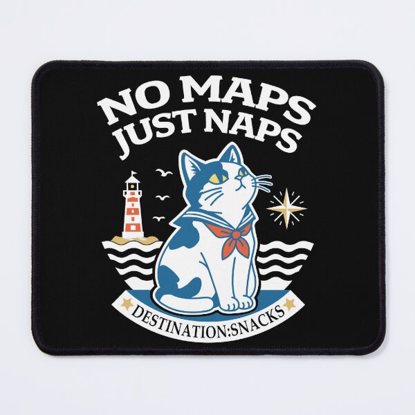 Item preview, Retro Sailor Cat & Lighthouse – Funny Nautical Cat Art_BK designed and sold by AckeeWolf.
