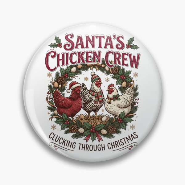 Item preview, Santa's Chicken Crew Clucking Through Christmas Funny Backyard Poultry Homesteading Wreath designed and sold by raedattia.