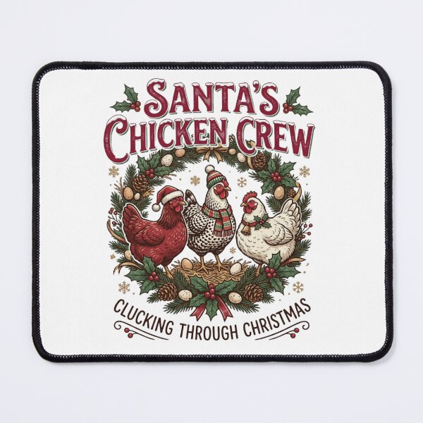 Item preview, Santa's Chicken Crew Clucking Through Christmas Funny Backyard Poultry Homesteading Wreath designed and sold by raedattia.