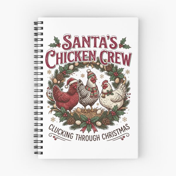 Item preview, Santa's Chicken Crew Clucking Through Christmas Funny Backyard Poultry Homesteading Wreath designed and sold by raedattia.