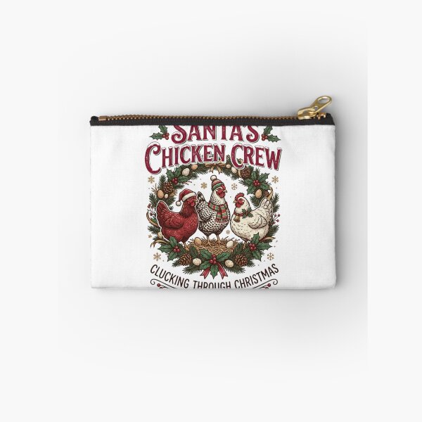 Item preview, Santa's Chicken Crew Clucking Through Christmas Funny Backyard Poultry Homesteading Wreath designed and sold by raedattia.