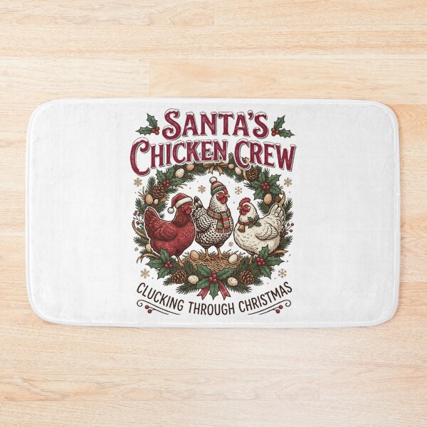 Item preview, Santa's Chicken Crew Clucking Through Christmas Funny Backyard Poultry Homesteading Wreath designed and sold by raedattia.