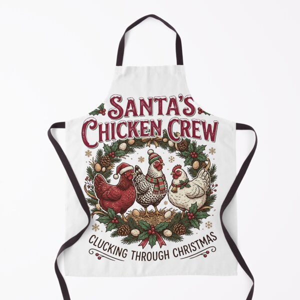 Item preview, Santa's Chicken Crew Clucking Through Christmas Funny Backyard Poultry Homesteading Wreath designed and sold by raedattia.