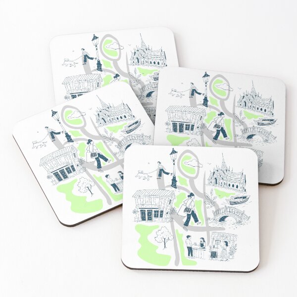 Item preview, Thailand City Life Map Illustration with Urban Characters designed and sold by maewjpho.