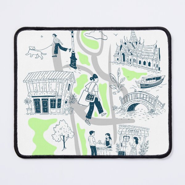 Item preview, Thailand City Life Map Illustration with Urban Characters designed and sold by maewjpho.