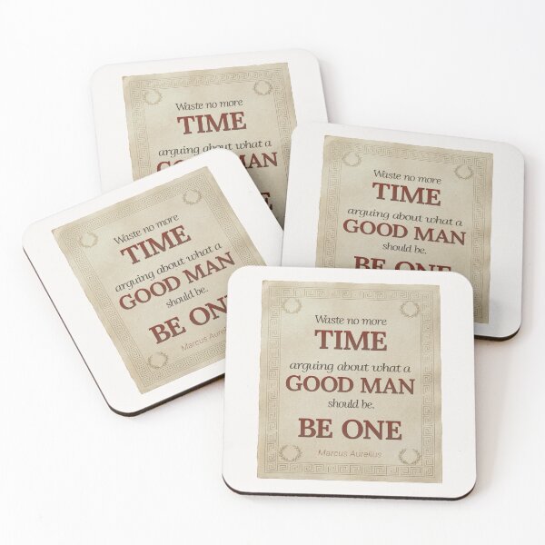 Item preview, Waste No More Time Arguing What a Good Man Should Be. Be One - Marcus Aurelius - Elegant Script Stoic Quote - Roman Red Version designed and sold by Stoic Core.
