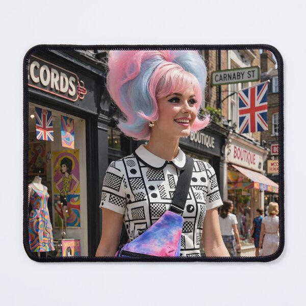 Item preview, Carnaby Street Mod Girl - 60s Geometric London Fashion designed and sold by Ela Art Space .