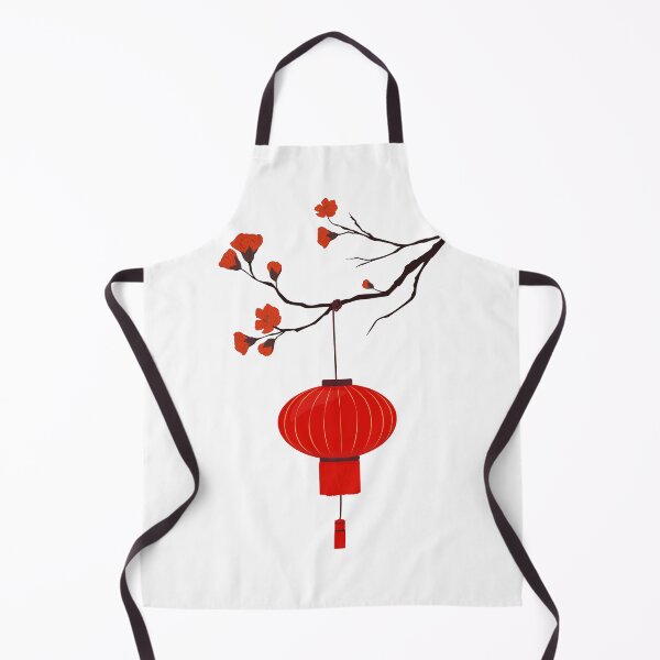 Item preview, Red Lantern Hanging from a Blossoming Plum Branch designed and sold by EmeraldeaArt.