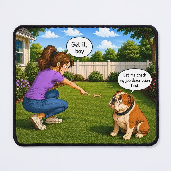 Item preview, Funny English Bulldog – Let Me Check My Job Description- Lazy Bulldog Humor designed and sold by AnimalMarvels.