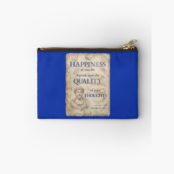 Item preview, The Happiness of Your Life Depends Upon the Quality of Your Thoughts - Marcus Aurelius - Vintage Distressed Stoic Quote - Egyptian Blue Version designed and sold by Stoic Core.