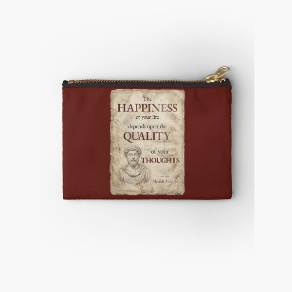 Item preview, The Happiness of Your Life Depends Upon the Quality of Your Thoughts - Marcus Aurelius - Vintage Distressed Stoic Quote - Roman Red Version designed and sold by Stoic Core.