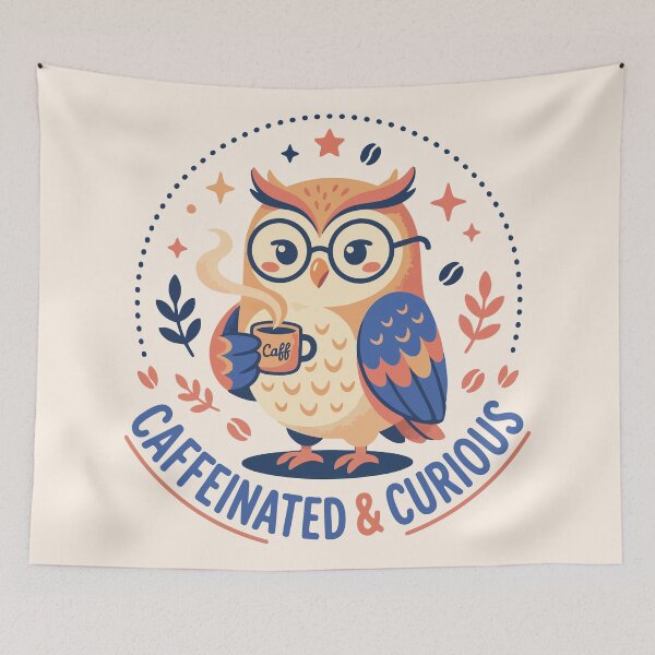Item preview, Caffeinated and Curious Wise Owl Coffee Lover designed and sold by Amir Faysal.
