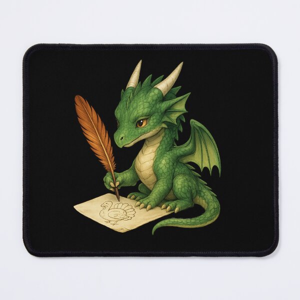 Item preview, dragon with pen and parchment designed and sold by Hatchling Hollow.