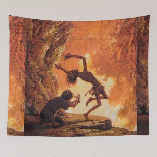 Item preview, Illustration from The Lord of the Rings: Froda pushes Gollum - Tolkien Fantasy - Wall Art designed and sold by Alba Forjanívea.