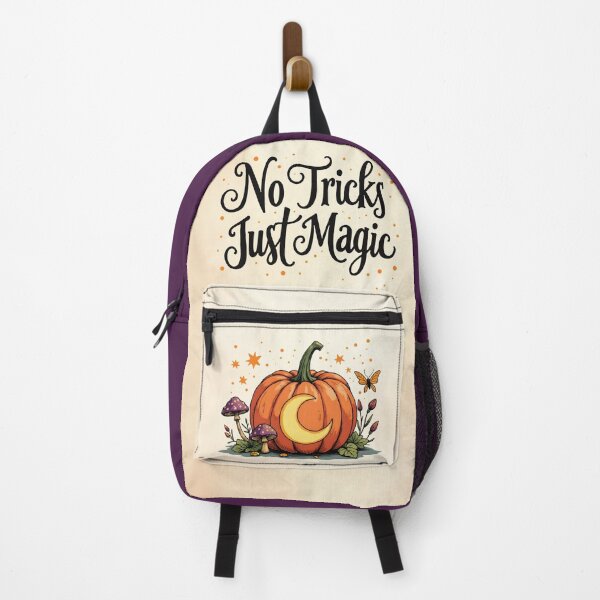 Item preview, No Tricks Just Magic Halloween Pumpkin Design - Fall Autumn Witchy Crescent Moon Butterflies Mushrooms Spooky Cute Kawaii October Decor designed and sold by Connys Colorful World.