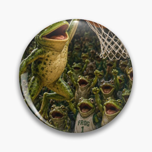 Item preview, Frog dunks basketball at game with cheering frogs. designed and sold by me-me-me74.