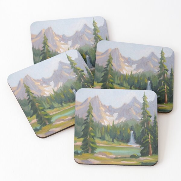 Item preview, Serene Mountain Lake Waterfall Oil Art designed and sold by WarivArt.