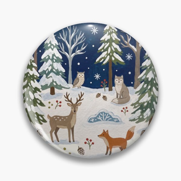 Item preview, Cozy Winter Forest Night Landscape designed and sold by Pasteltone.