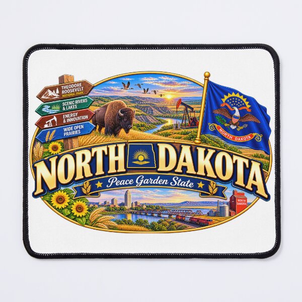Item preview, North Dakota Peace Garden State Vintage Travel Design designed and sold by Awarrie.