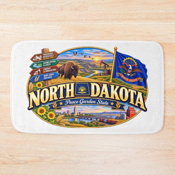 Item preview, North Dakota Peace Garden State Vintage Travel Design designed and sold by Awarrie.